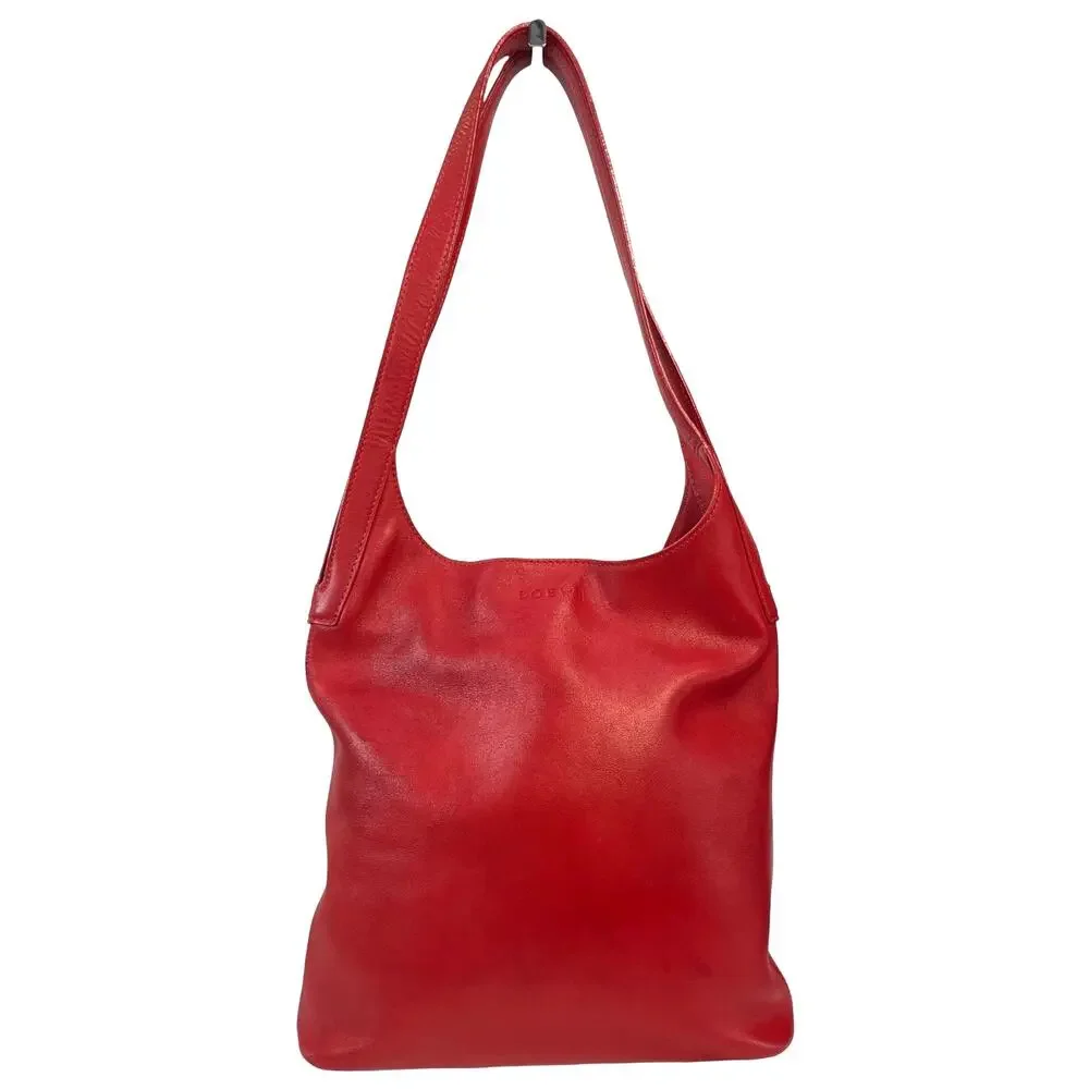 Loewe Red Leather Hobo Shoulder Bag Madrid Minimalist Slouch Handbag